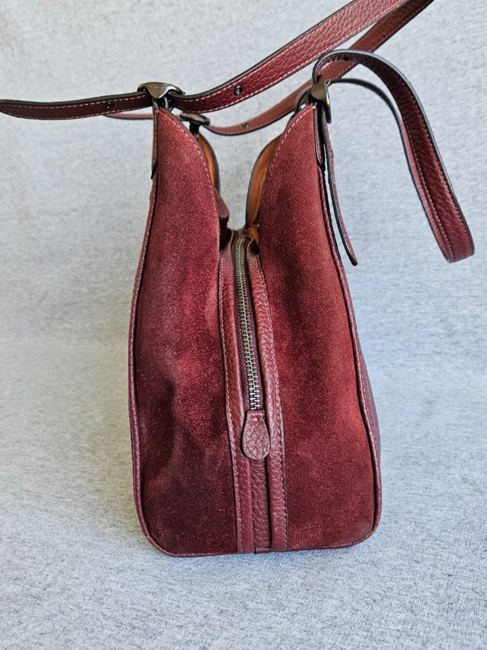 Coach Lori Shoulder Bag C5265 Pebbled Leather And Suede Satchel Hobo Gunmetal - Picture 5 of 16